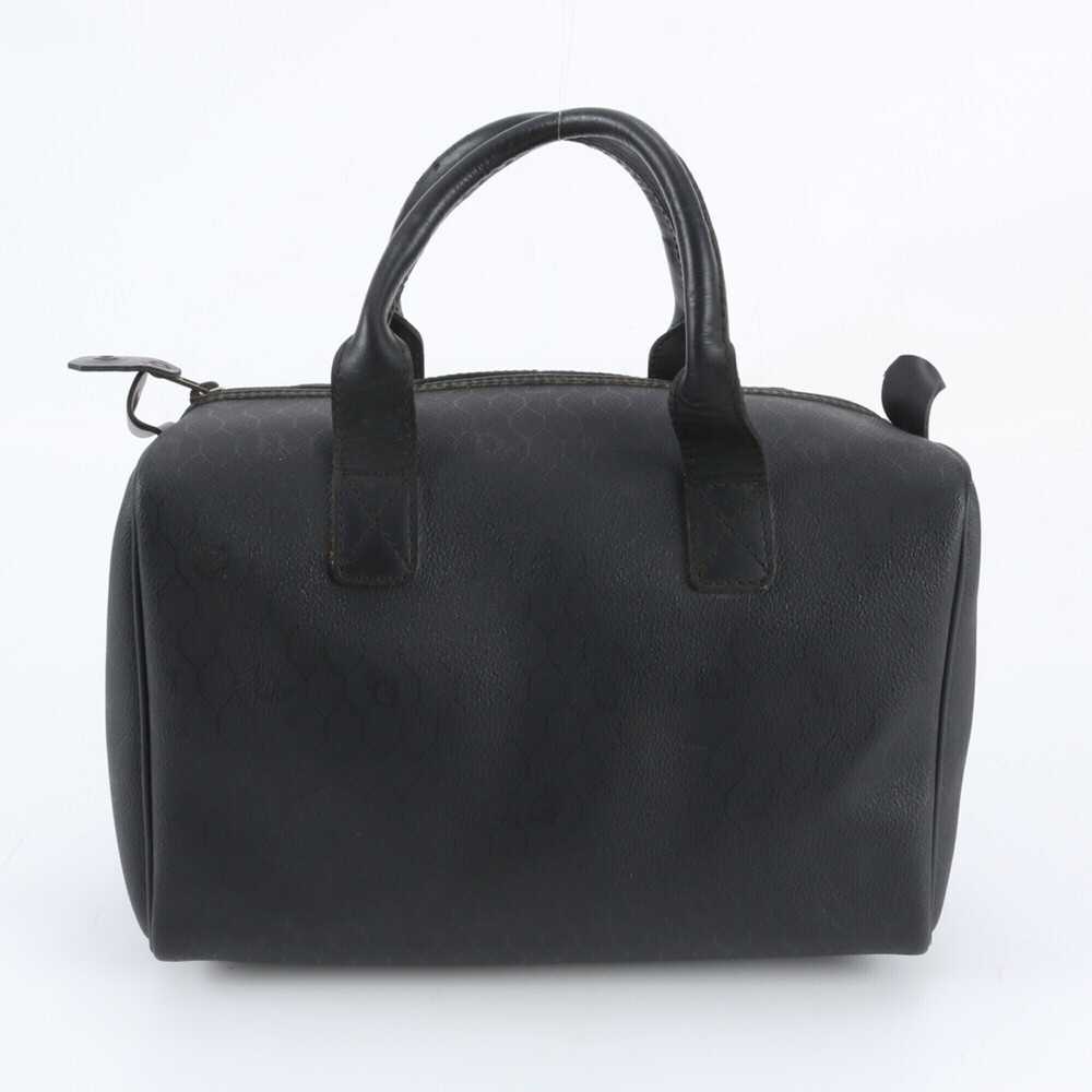 Christian Dior Honeycomb Pattern Leather Handbag Mini Boston Bag Tote Black W...